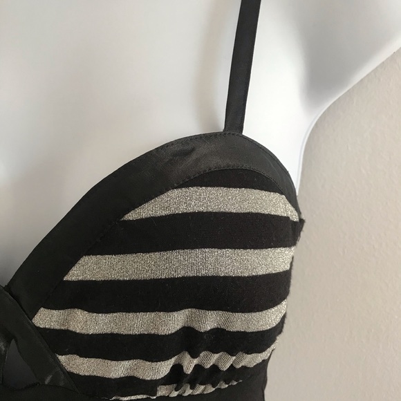 Guess Chic Silver Stripes & Black Pleaded Summer Dress - Picture 7 of 15